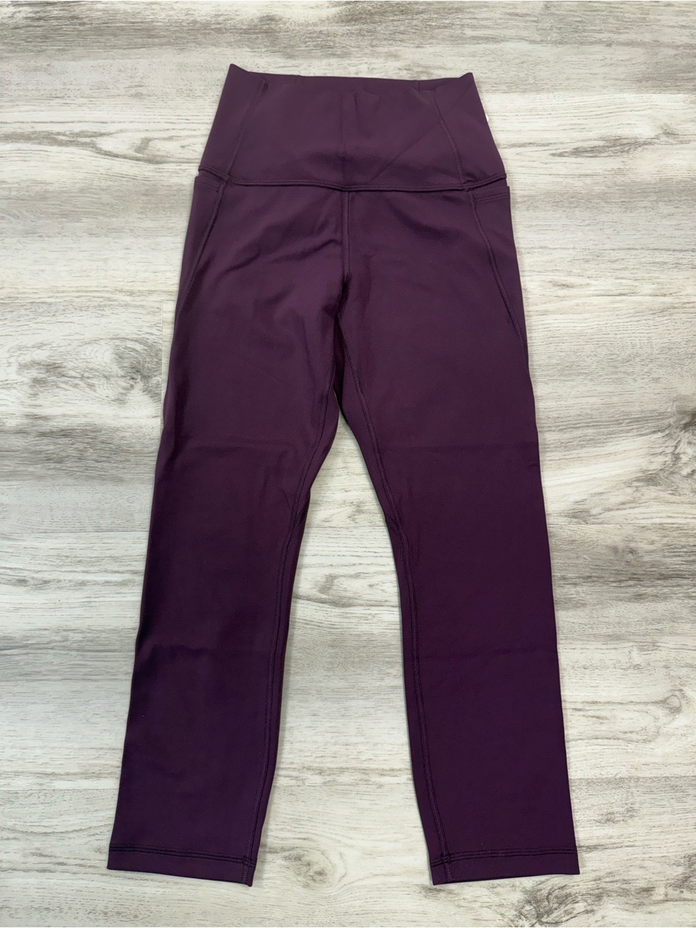 High-Waist Woman’s Calf Length Leggings in Deep Plum